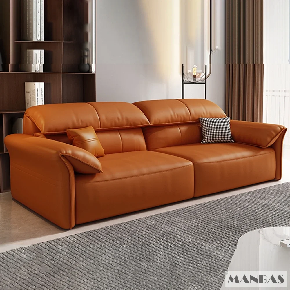 Linlamlim Electric Sofa Convertible for Cinema Living Room | Genuine Leather Electric Multifunction Sofa Bed | Folding Sofa Beds - 图片 4