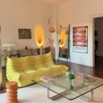 3-seater sofa Light luxury leather sofa small apartment living room lying in Nordic online celebrity ins blogger lazy tatami