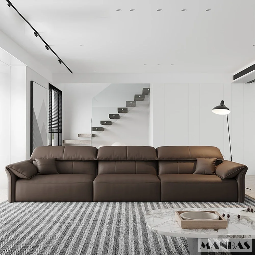 Linlamlim Electric Sofa Convertible for Cinema Living Room | Genuine Leather Electric Multifunction Sofa Bed | Folding Sofa Beds - 图片 3