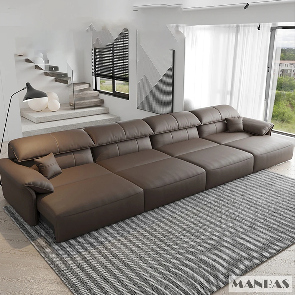 Linlamlim Electric Sofa Convertible for Cinema Living Room | Genuine Leather Electric Multifunction Sofa Bed | Folding Sofa Beds - 图片 2