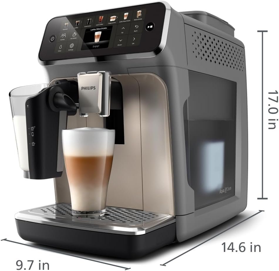 Philips 4400 Series Fully Automatic Espresso Machine – 12 Hot & Iced Coffees. Quick-to-Clean LatteGo Milk System. SilentBrew. QuickStart. Ceramic Grinder. Black Chrome (EP4444/90) - 图片 2