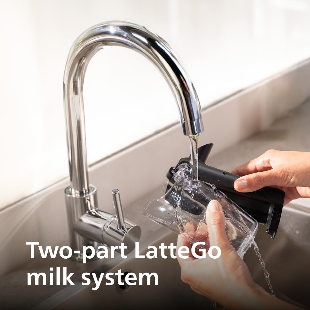 Philips 4400 Series Fully Automatic Espresso Machine – 12 Hot & Iced Coffees. Quick-to-Clean LatteGo Milk System. SilentBrew. QuickStart. Ceramic Grinder. Black Chrome (EP4444/90) - 图片 8