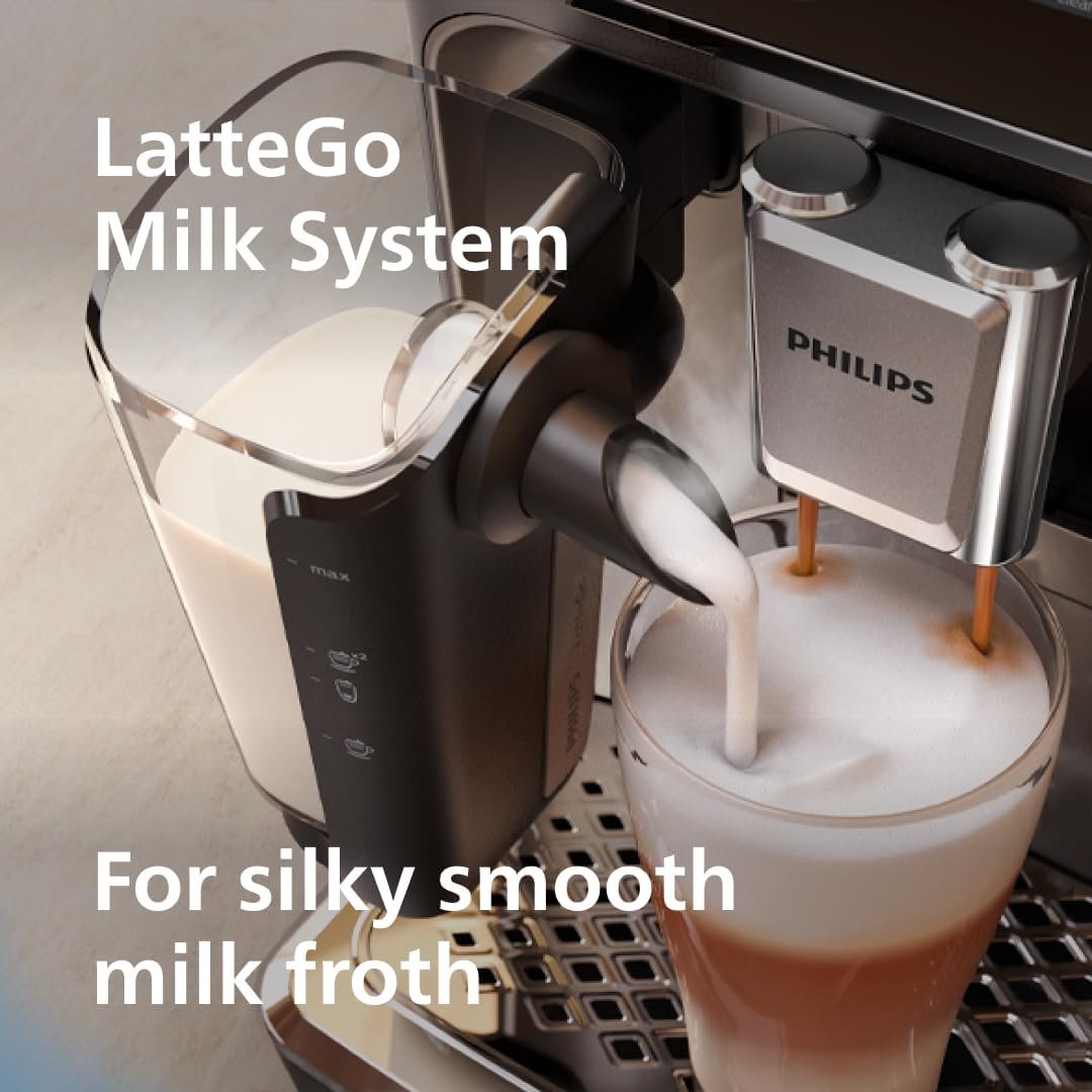 Philips 4400 Series Fully Automatic Espresso Machine – 12 Hot & Iced Coffees. Quick-to-Clean LatteGo Milk System. SilentBrew. QuickStart. Ceramic Grinder. Black Chrome (EP4444/90) - 图片 6